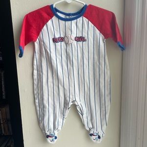 BRIGHT FUTURES RED WHITE BLUE PLAY BALL BASEBALL PAJAMAS SIZE 3/6 MONTHS